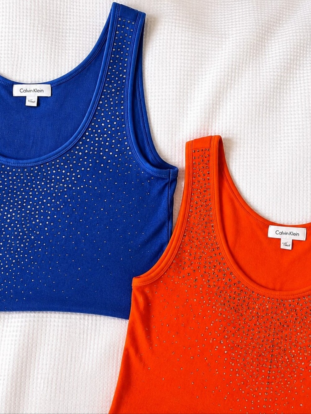 CALVIN KLEIN Bundle of 2 Studded Tank tops, Size Large